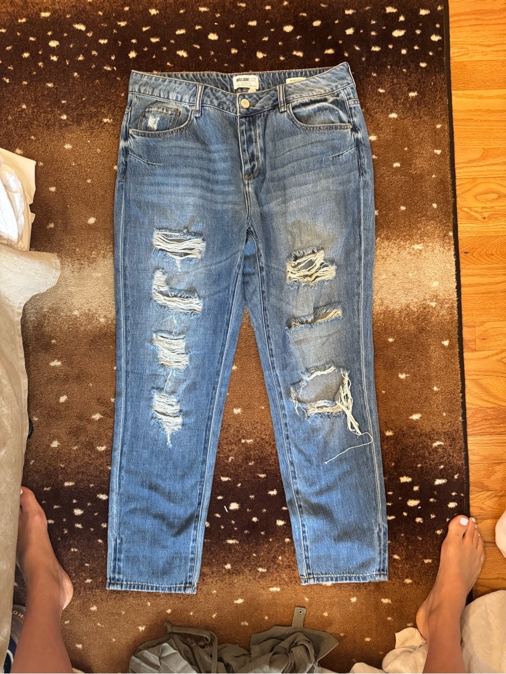 William Rast Distressed Light Blue Boyfriend Jeans